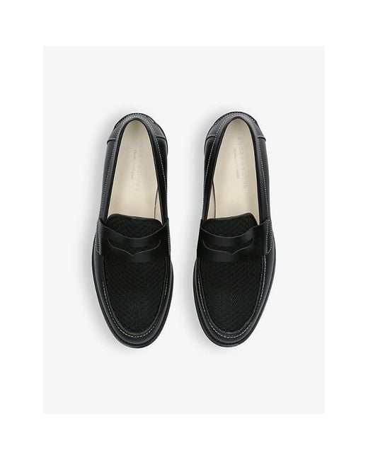 Duke & Dexter Black Wilde Rattan Leather And Woven Loafers for men