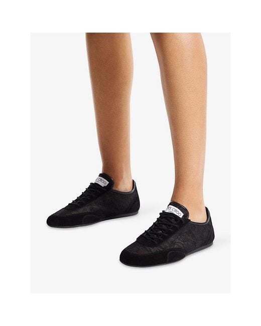 Jimmy Choo Black Sunny Lace And Suede Trainers