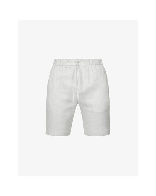 Frescobol Carioca Gray Felipe High-Rise Linen-Cotton Blend Shorts for men