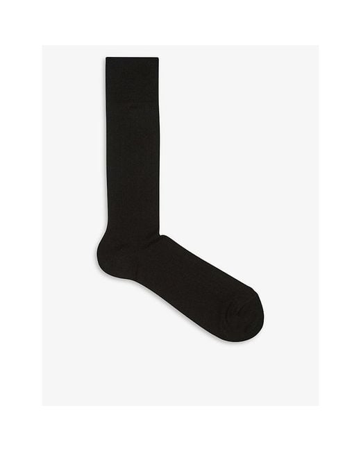 Reiss Black Fela Ribbed Stretch-Cotton Socks for men