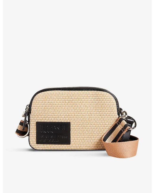 Ted Baker Natural Stello Raffia And Leather Crossbody
