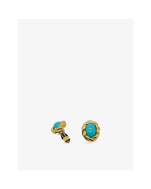 JENNIFER GIBSON JEWELLERY Blue Pre-Loved Jgj Cabochon Twist-Plated Metal Earrings