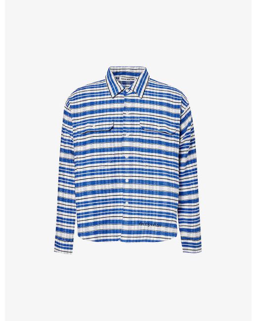 Cole Buxton Blue Checked Logo-embroidered Cotton Shirt Xx for men