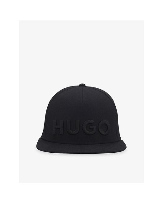 HUGO Black Embroidered-Logo Cotton Cap for men
