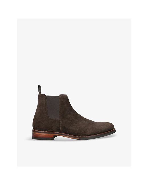 GRENSON Brown Declan Suede Chelsea Boots for men