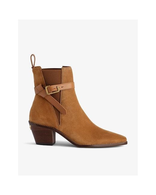 Zadig & Voltaire Brown Tyler Cecilia C-buckle Suede Heeled Ankle Boots