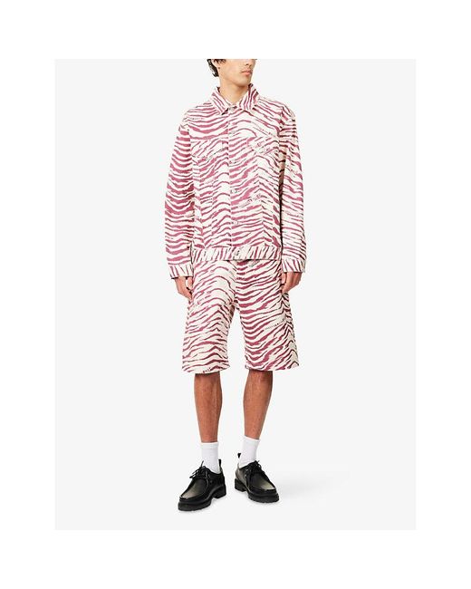 BBCICECREAM Red Zebra Straight-Leg Denim Shorts for men