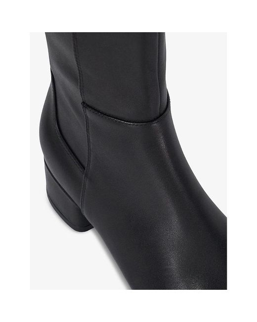 Dune Black Tayla Knee-High Heeled Leather Boots