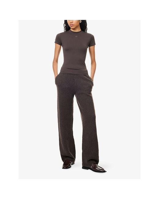 The Couture Club Brown Sculpting Emblem Round-Neck Stretch-Woven T-Shirt