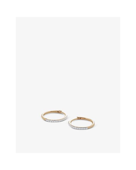 Monica Vinader White Pavé-Set 14Ct- And 0.1547Ct Full-Cut Diamond Huggie Earrings