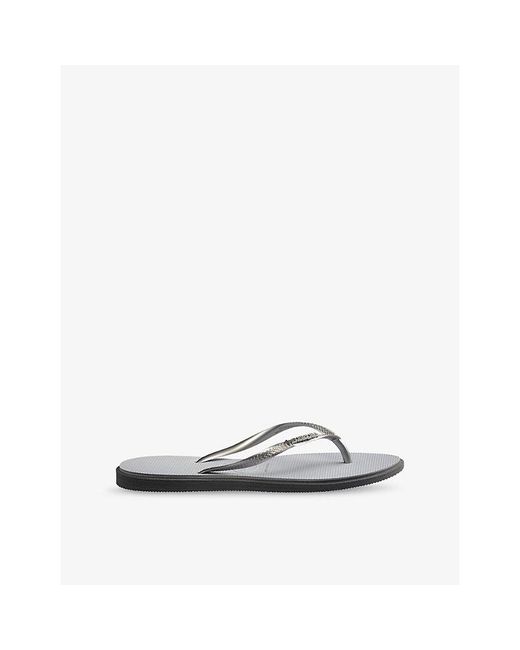 Havaianas White Slim Point Rubber Flip Flops