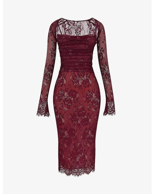 House Of Cb Gaia Floral-embroidered Recycled-polyamide Midi Dress