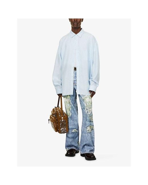 Acne Blue Soffia Pinstripe Woven Shirt for men