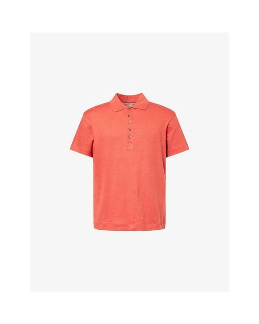 Paul Smith Red Short-Sleeve Linen Polo Shirt for men