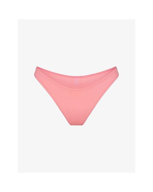 Skims Pink Signature Swim Tanga Bikini Bottoms
