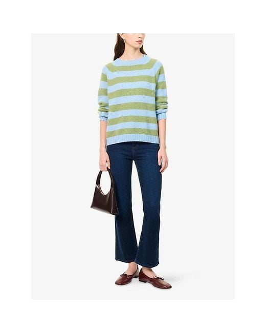 PAIGE Blue Mason Cropped Bootcut Denim Jeans