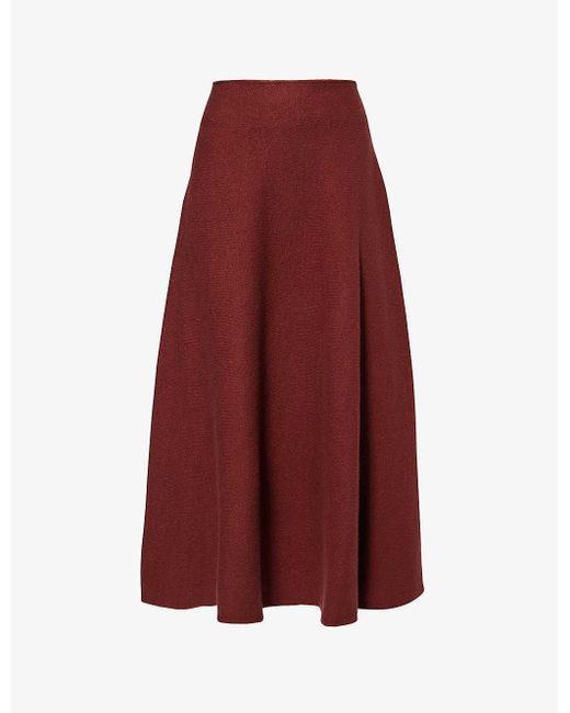 Jil Sander Red Asymmetric Mid-rise Wool Midi Skirt