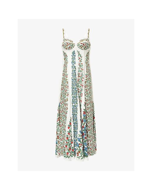Farm Rio Green Fruit Beauty Printed Linen-Blend Maxi Dress