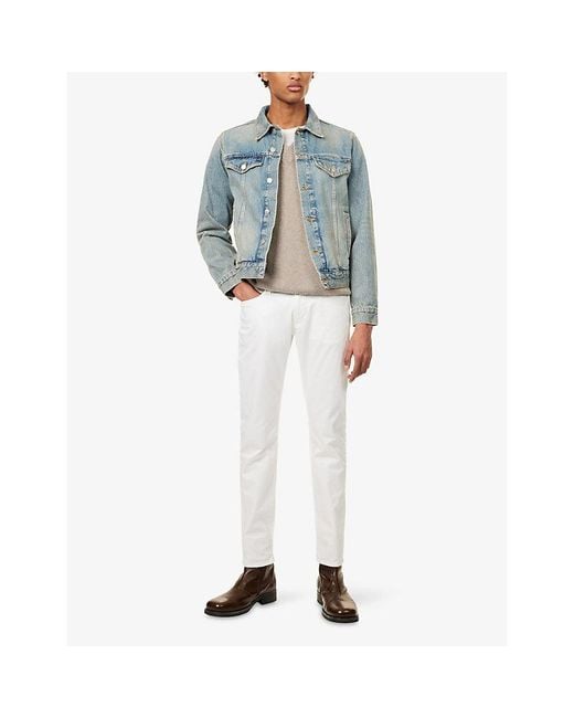 Emporio Armani Blue Faded-Wash Denim Jacket for men