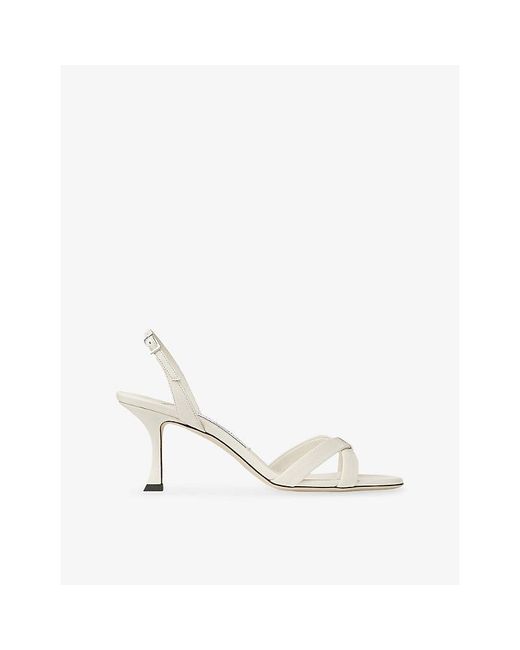 Jimmy Choo White Elsy 70 Leather Heeled Sandals