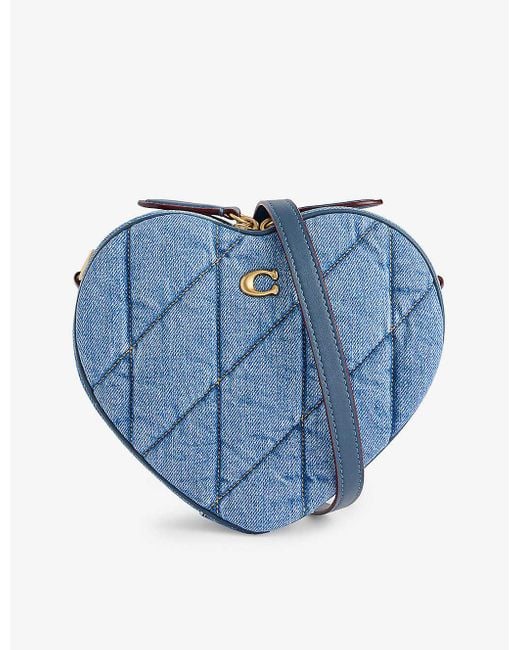 COACH Blue Heart Denim Crossbody Bag
