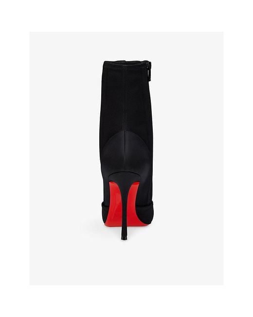Christian Louboutin Black Pavlova 100 Stretch-Satin Ankle Boots
