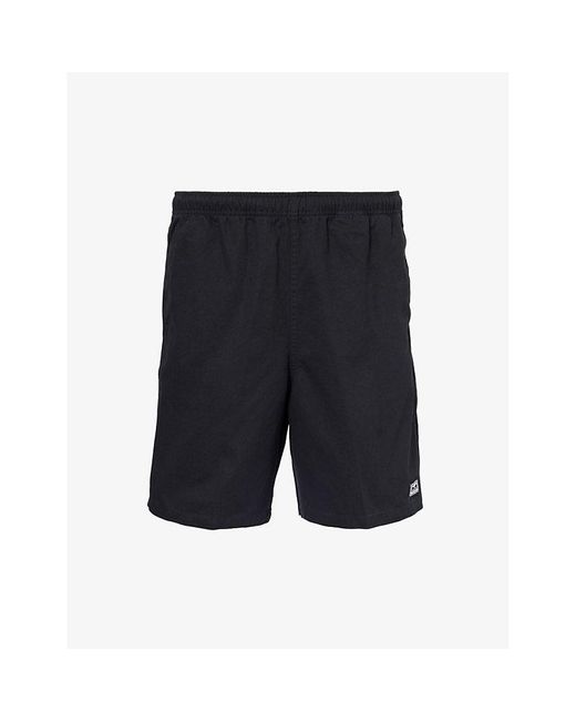 Obey Black Easy Relaxed Brand-patch Cotton Shorts X for men