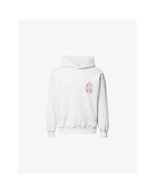 ANTI SOCIAL SOCIAL CLUB White Contrast Stitch Brand-Print Cotton-Jersey Hoodie for men