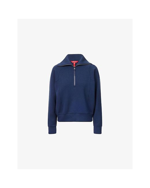 Spanx Blue Airessentials Half-Zip Stretch-Jersey Sweatshirt