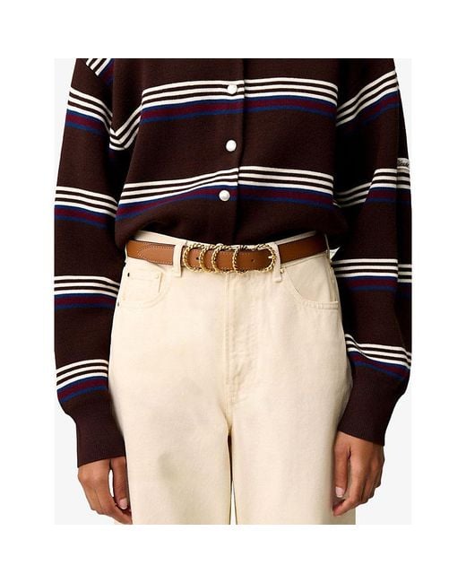 Claudie Pierlot Brown Buckle-Embellished Leather Belt