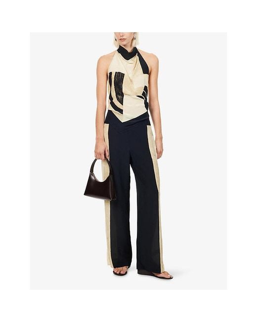 Sir Blue Sona Halter-Neck Silk Top
