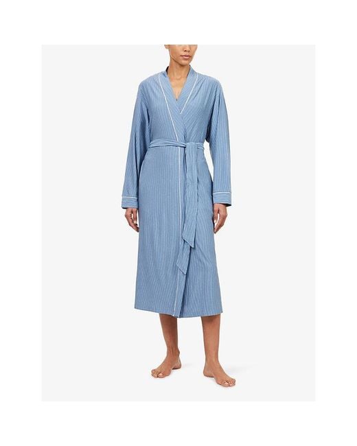 Eberjey Blue Gisele Printed Stretch-Jersey Robe
