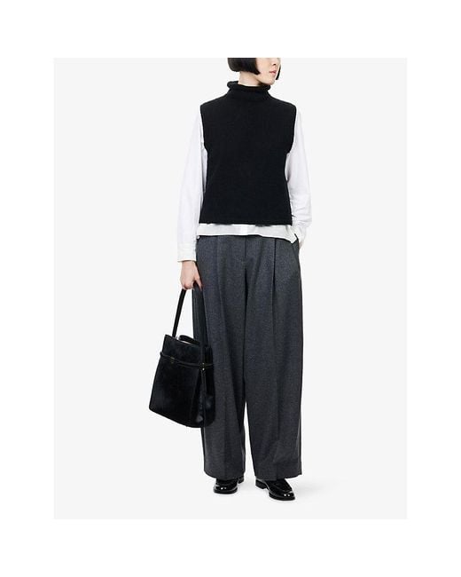ME+EM Black High-Neck Sleeveless Knitted Cashmere Vest