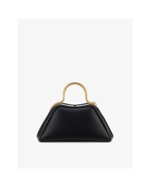 BVLGARI Black Serpentine Mini Leather Top-Handle Bag
