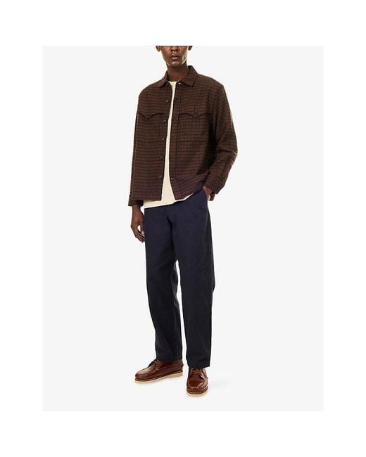 Barbour Brown Hatfield Checked Wool-Blend Overshirt for men