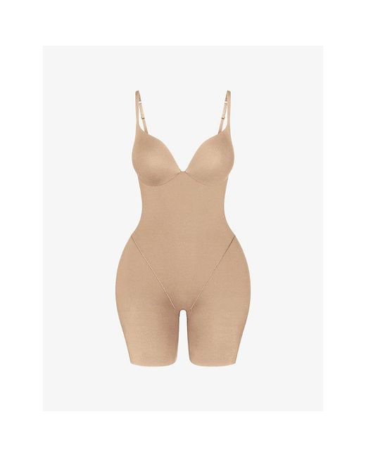 Skims White Ultimate Body Enhancing Mid Thigh Bodysuit