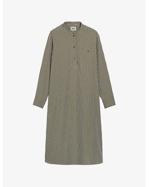 Claudie Pierlot Gray Roche Stripe-patter Cotton Midi Dress