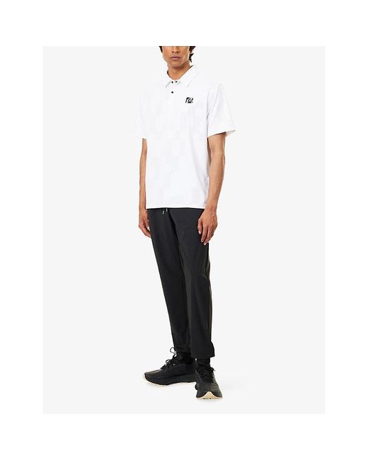 Malbon White Performance Mesh Paneled Woven Polo T-Shirt for men
