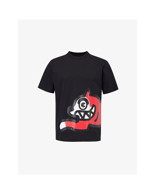 ICECREAM Black Running Dog Branded-print Cotton-jersey T-shirt for men