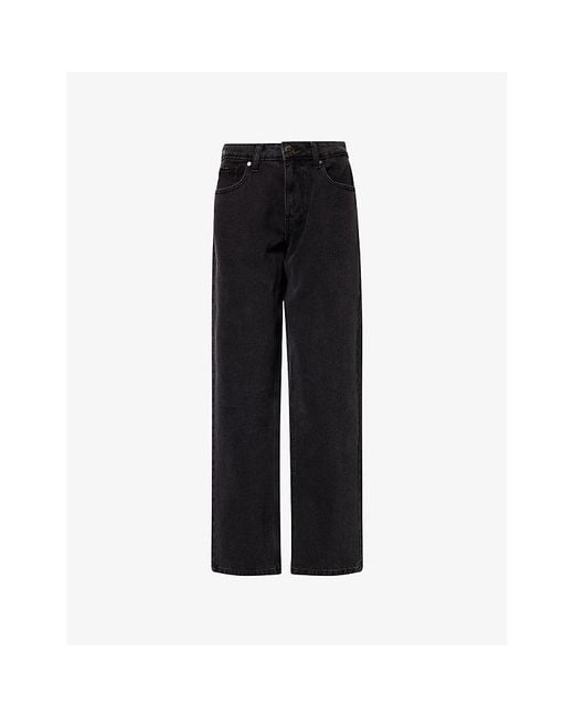 Ru & Rocka Black Vintage Barrel-Leg Denim Jeans