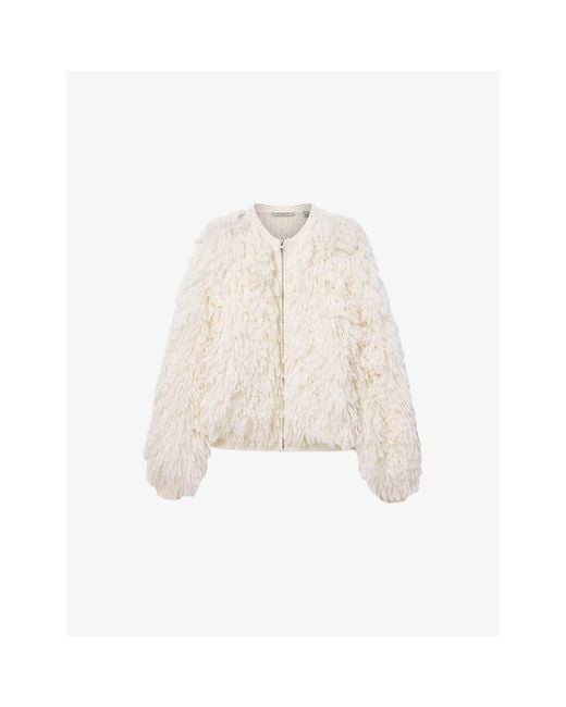 AllSaints White Elias Textured Wool-Blend Jacket