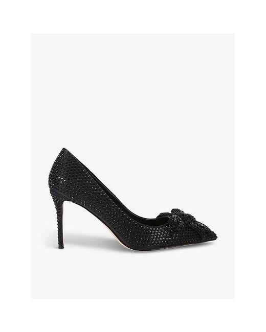 Kurt Geiger Black Belgravia Bow Crystal-Embellished Courts