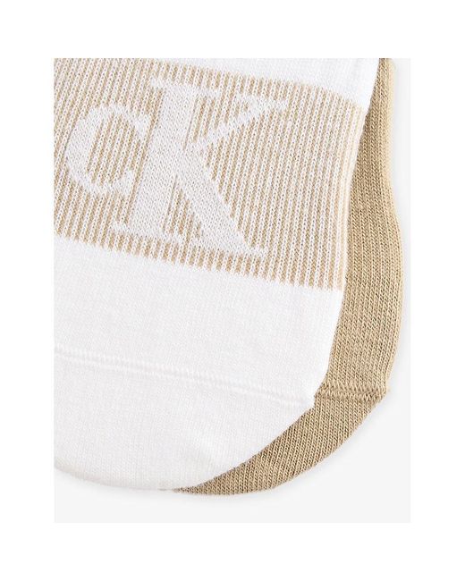 Calvin Klein White Footie High-Cut Pack Of Two Stretch Cotton-Blend Liner Socks for men