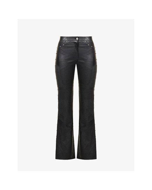Reformation Black Vintage Sooki Slim-fit Faux-leather Trousers