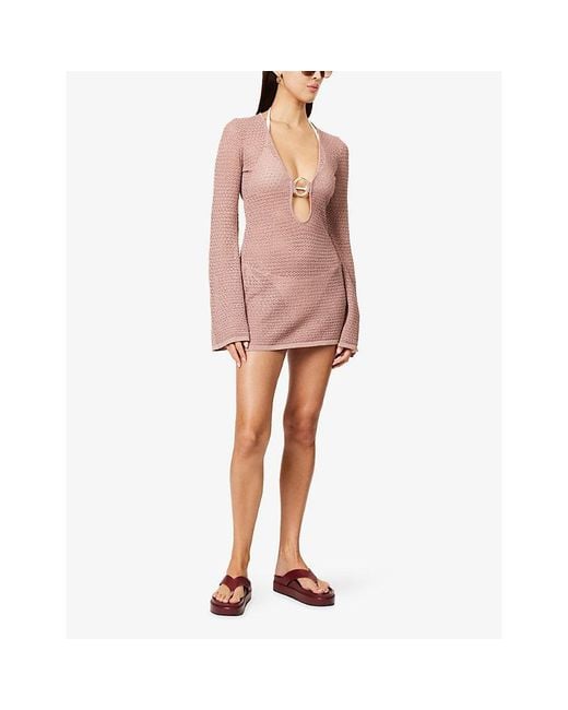Cheap Monday Pink Montego Crochet-Knit Mini Dress