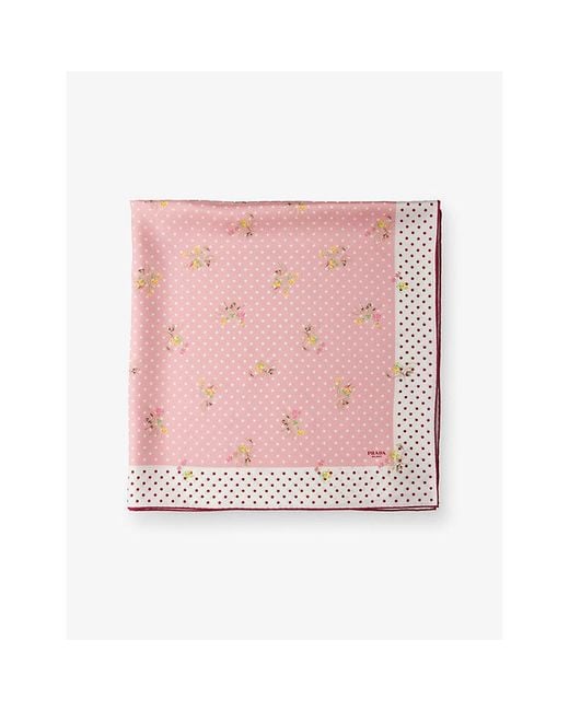 Prada Pink Printed Silk Twill Scarf