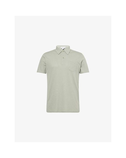 Sunspel Gray Riveria Short-Sleeve Supima-Cotton Polo Shirt for men