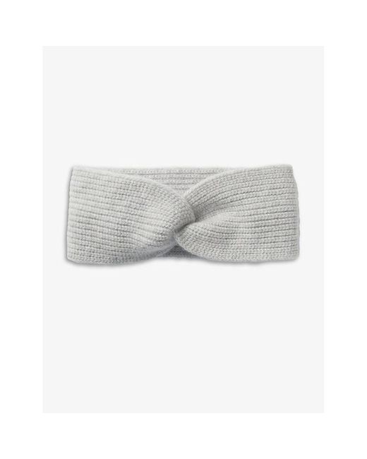 The White Company Gray Twist-knot Ribbed Stretch Cashmere-blend Headband