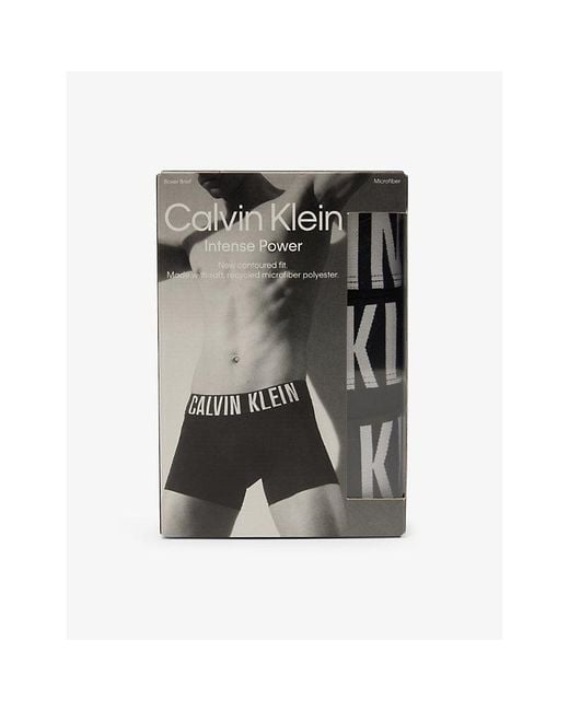 Calvin Klein Gray Branded-Waistband Pack Of Three Stretch-Woven Boxer Briefs for men