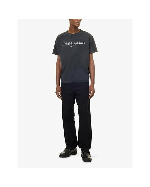 Duke & Dexter Black Mc Chess Washed Graphic-Print Cotton T-Shirt for men